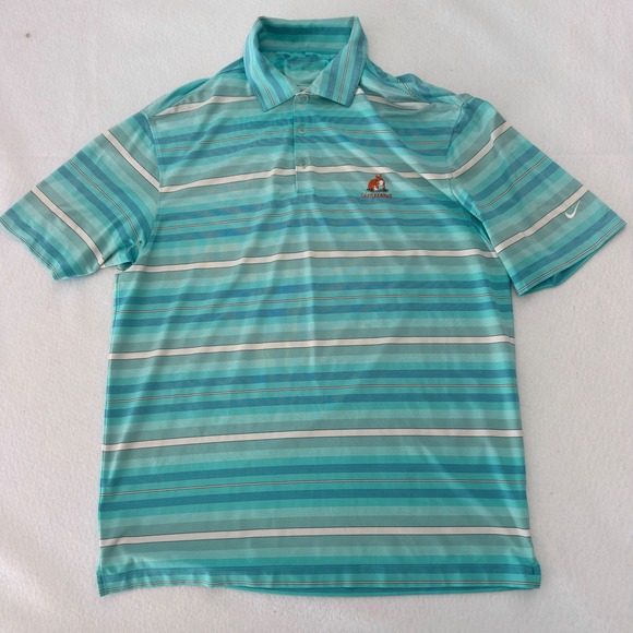 Nike Other - Nike Golf Glen Kernan Club Dri-FIT Polo Shirt Mens Large Teal Blue Striped Logo
